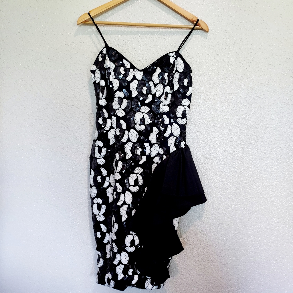 Vintage Black & White Sequin Formal Dress Size 10